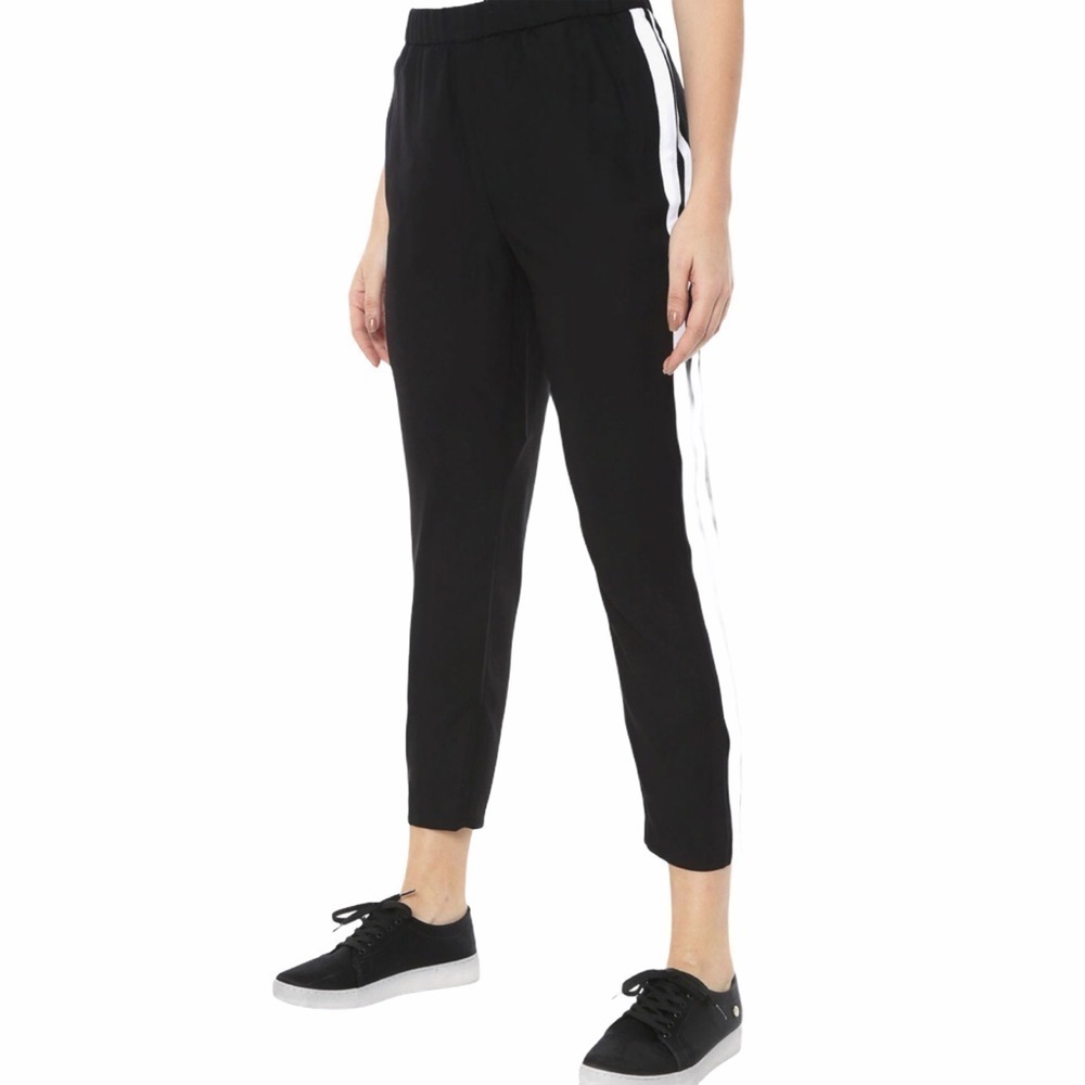 Banana Republic Hayden Pull On Tapered Fit Pants Black White Size XS 470330 - Picture 1 of 10